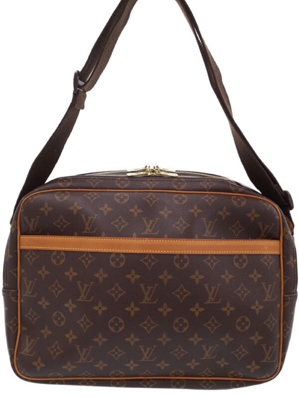 Louis Vuitton Monogram Reporter Shoulder Bag Canvas Leather Brown